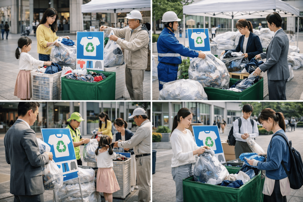 各地の衣類回収イベントの様子※AI生成