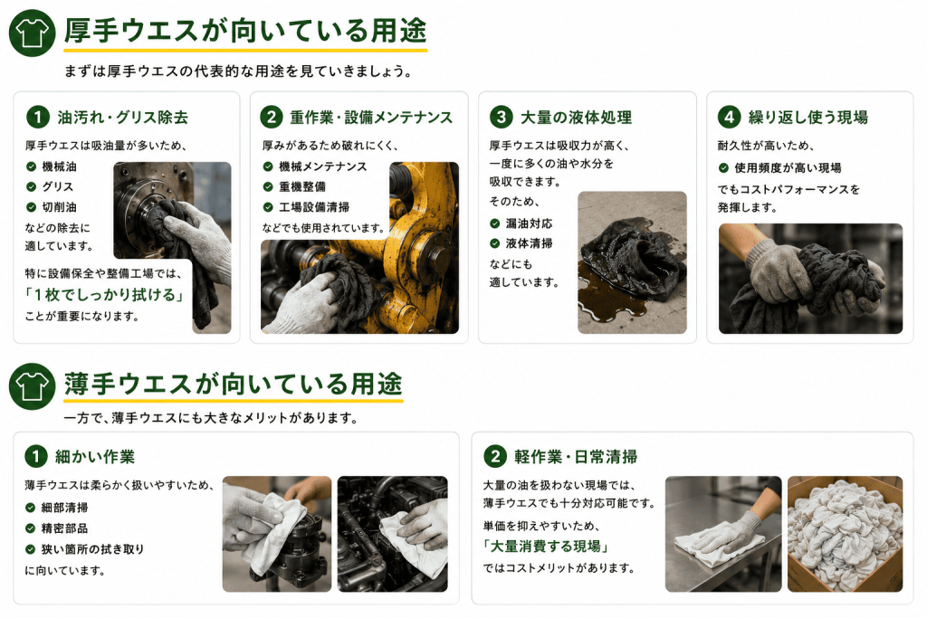 厚手ウエスが向いている用途