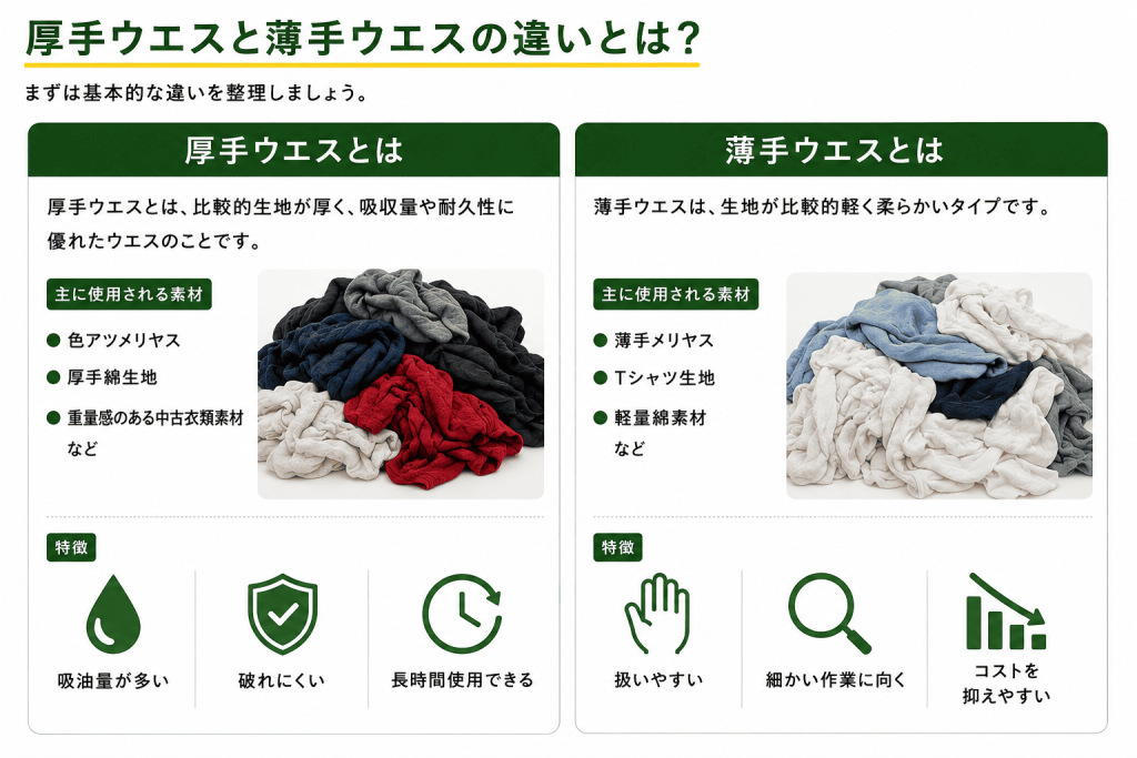 厚手ウエスと薄手ウエスの違いとは